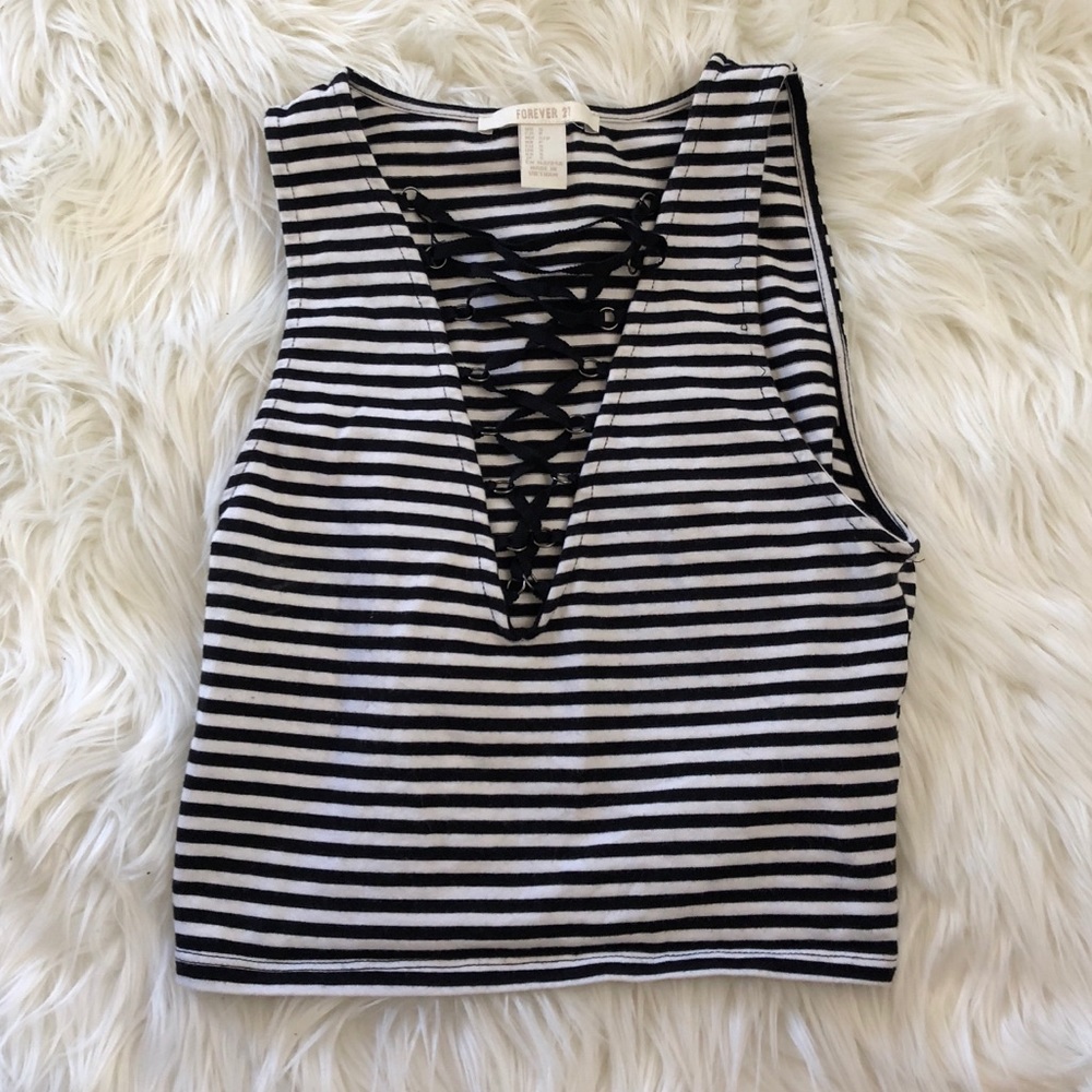 Striped Cropped Tank Forever 21